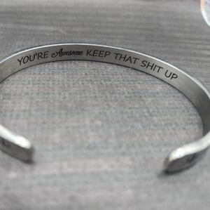 Inspirational Mantra Stainless Steel Cuff Bangle